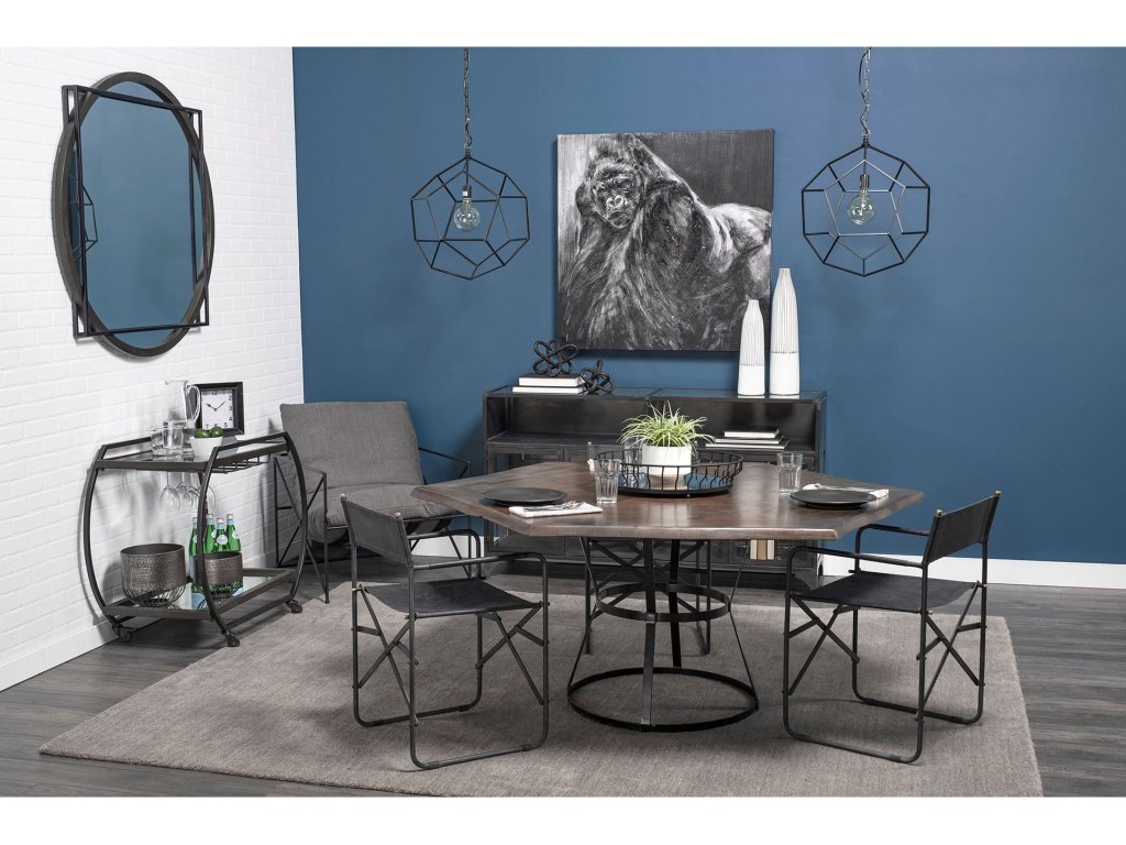 Black Metal and Glass Two Tier Bar Cart