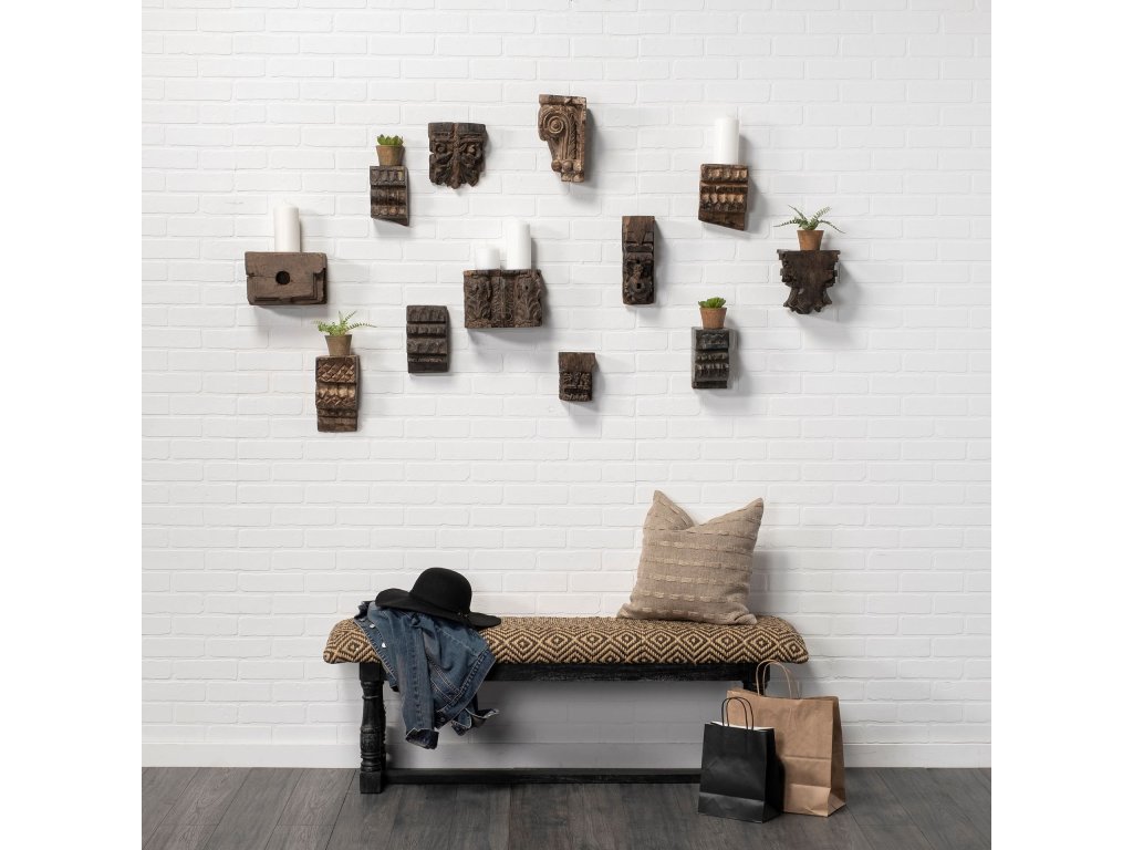 55L x 14.5W Black Beige Woven Cushion Top W Black Wood Base Accent Bench - Alternative View