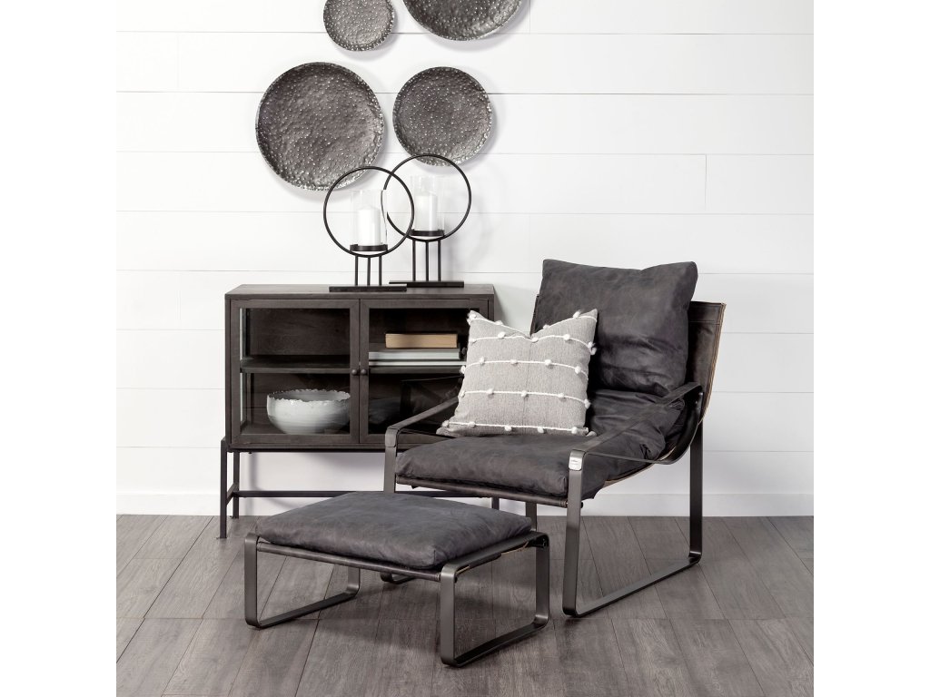 II Black Leather Body Metal Frame Accent Chair