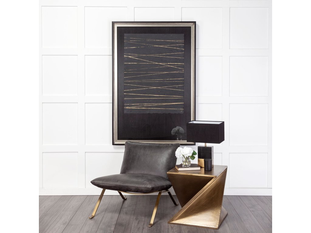 II Black Leather Cushion Seat and Solid Iron Base Accent Chair