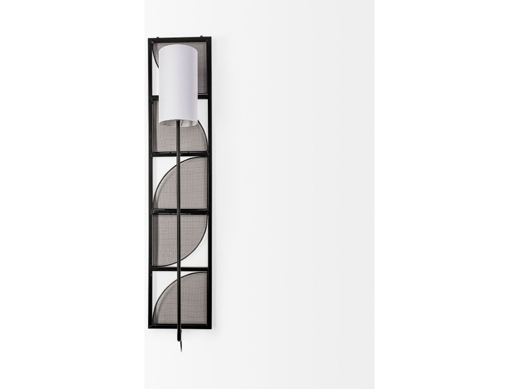 10X46.5 Black Metal Body White Fabric Shade Rectangular Wall Sconce