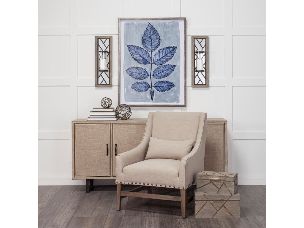 24"H Brown Wood Frame Black Metal Accent Mirrored Wall Candle Holder