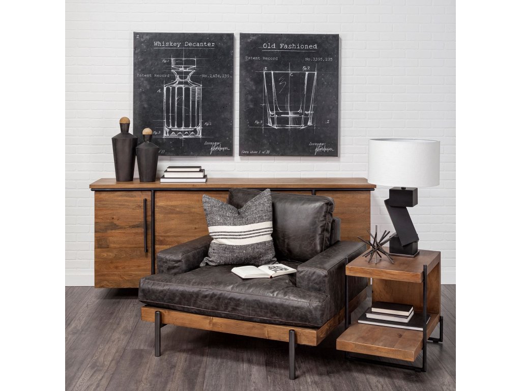 I Brown Leather Body Wood/Iron Frame Club Chair - Alternative View