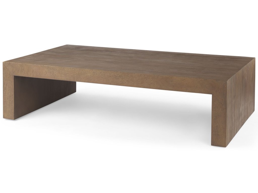 55L x 31.5W x 14H Brown Wooden Coffee Table