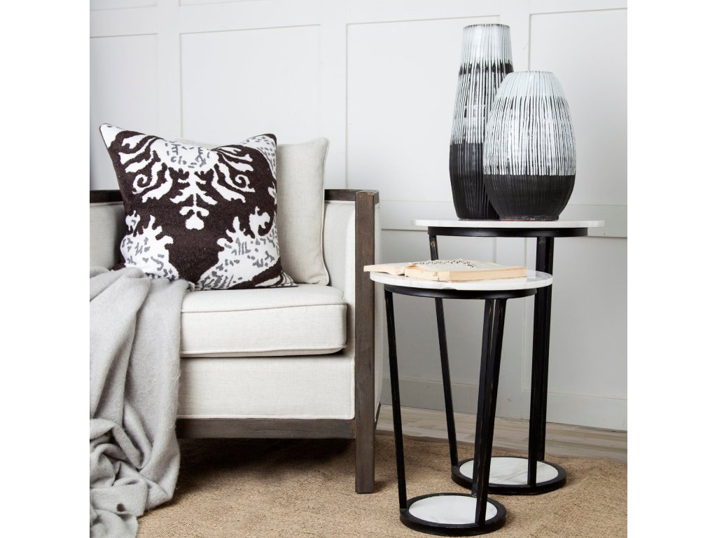 II Short Dark Brown/White Glazed Ceramic Vase - Alternative View