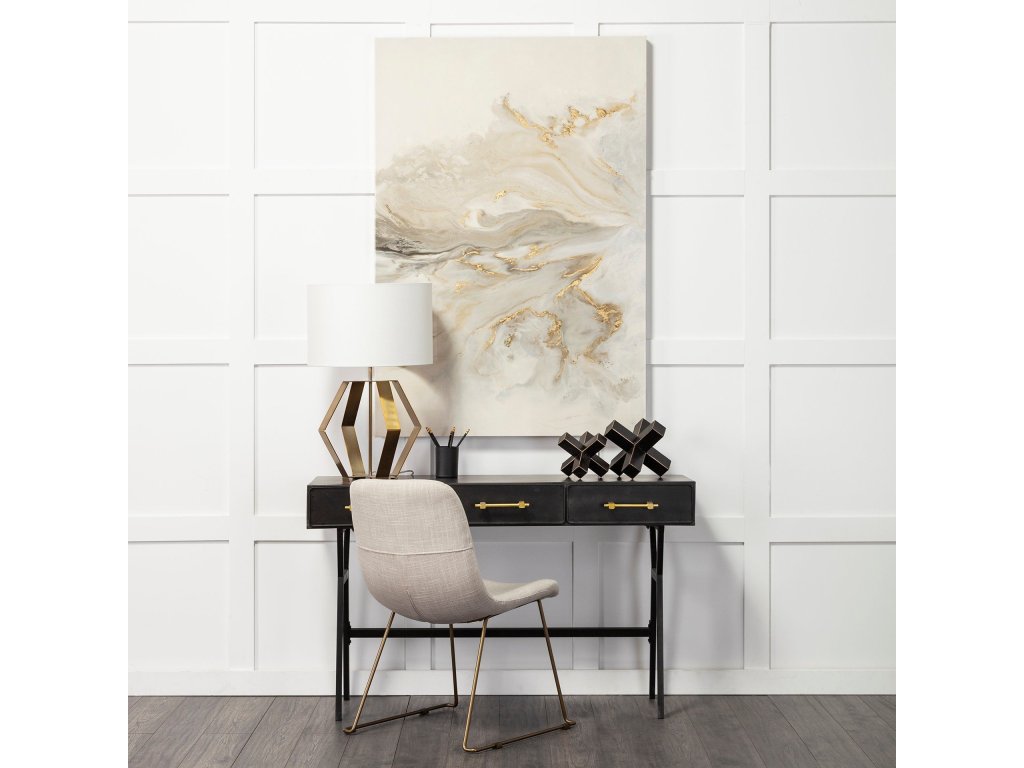 51L x 18W Black Metal w/Gold Accents 3 Drawer Office Desk