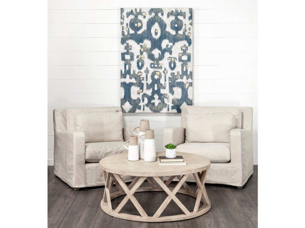 45" Round White Solid Wood Top & Base Coffee Table