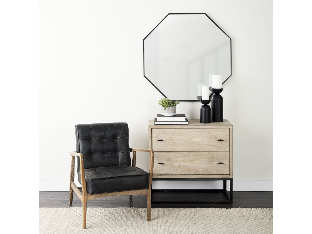 37" Octogon Black Metal Frame Mirror - Alternative View