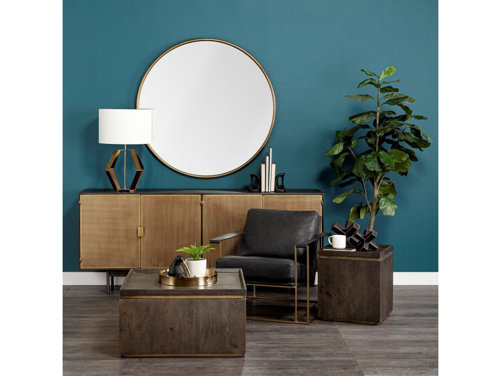 15L x 15W Gold Metal Mirrored Base Round Tray - Alternative View