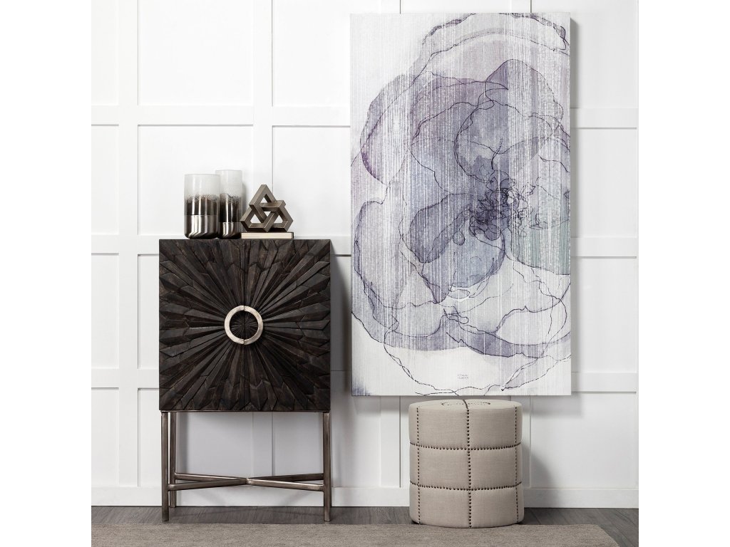 II Large White Brushed Silver Metal Bottom Glass Vase - Alternative View