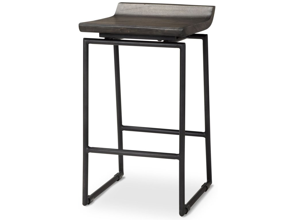 IV 24.25" Seat Height Black Wood Seat Black Frame Stool