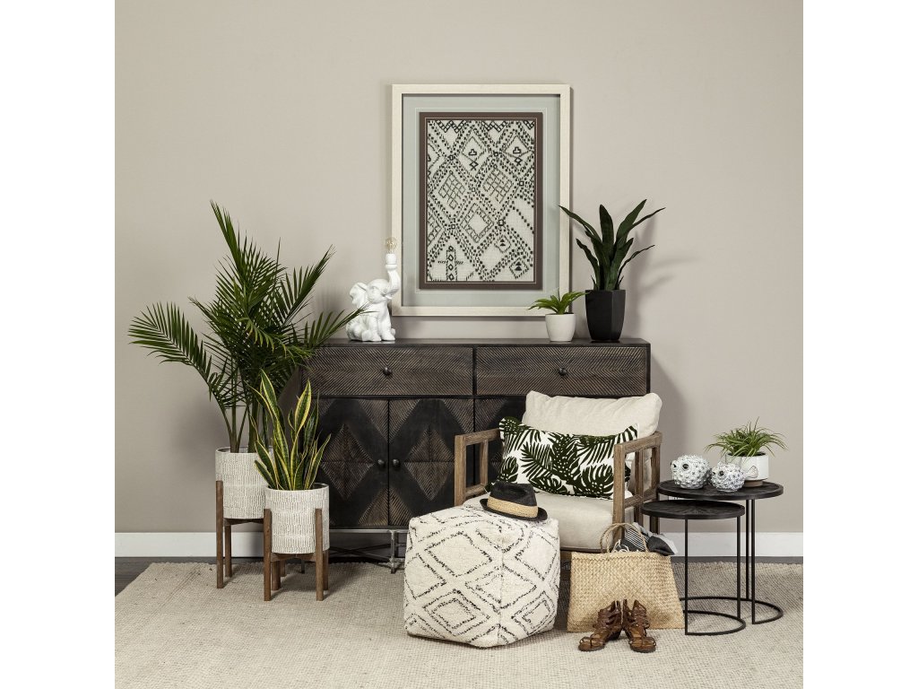 19.7" Set of 2 Round Dark Wood Top Black Frame Accent Tables