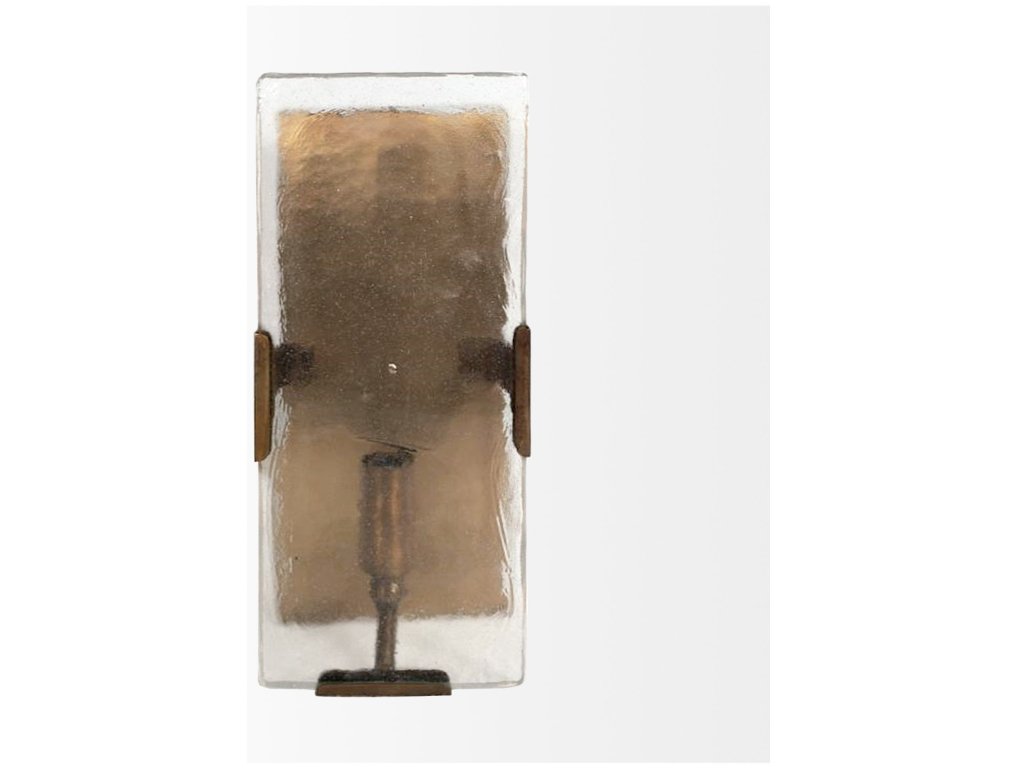 4.5X12 Brass Toned Metal w/Frosted Glass Rectangular Wall Sconce - Alternative View