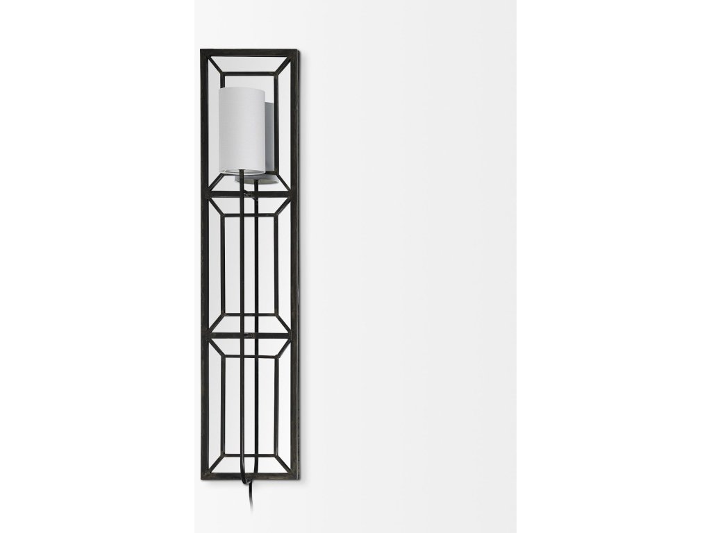 12.2X55 Black Metal w/White Fabric Shade Rectangular Wall Sconce - Alternative View