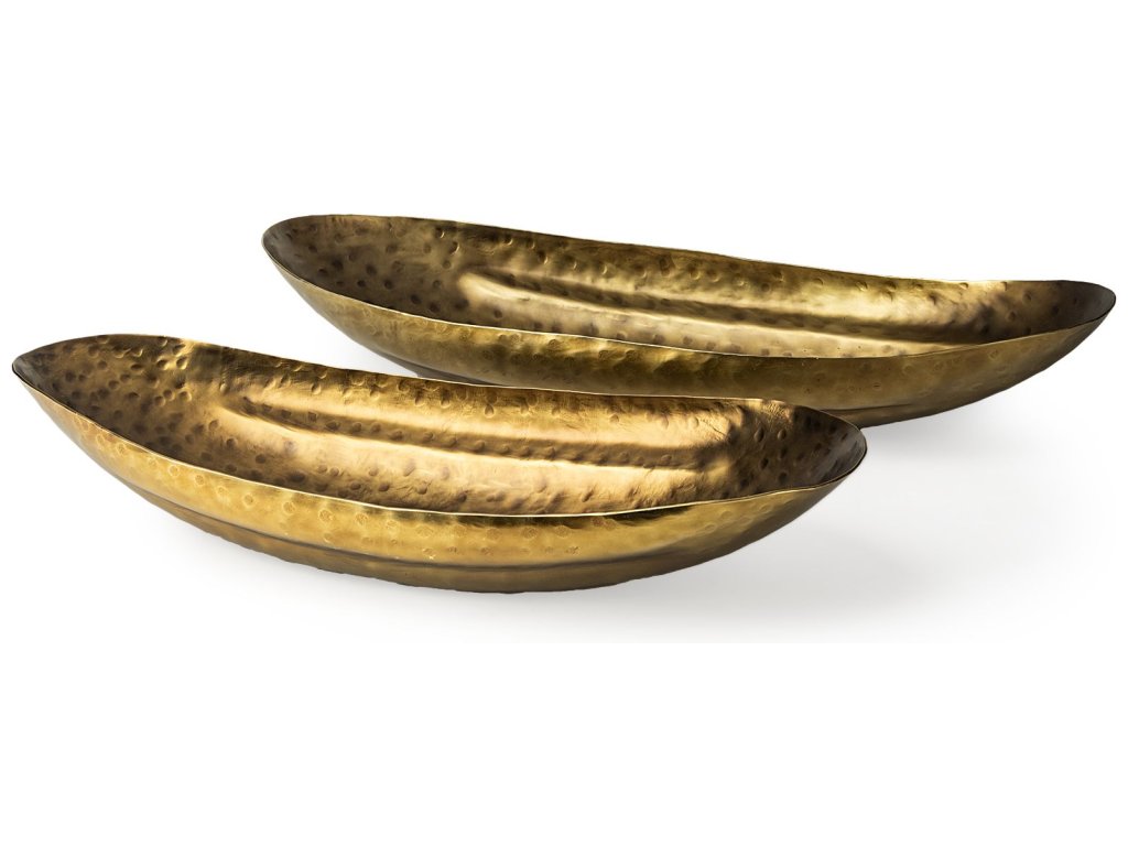 (Set of 2) Gold Hammered Oversized Bowls