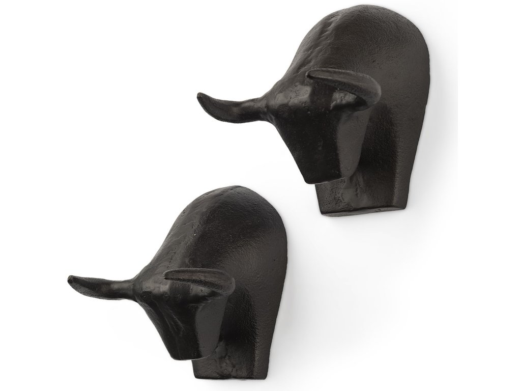 IV (Set of 2) Black Cast Aluminum Raging Bull Wall Decor