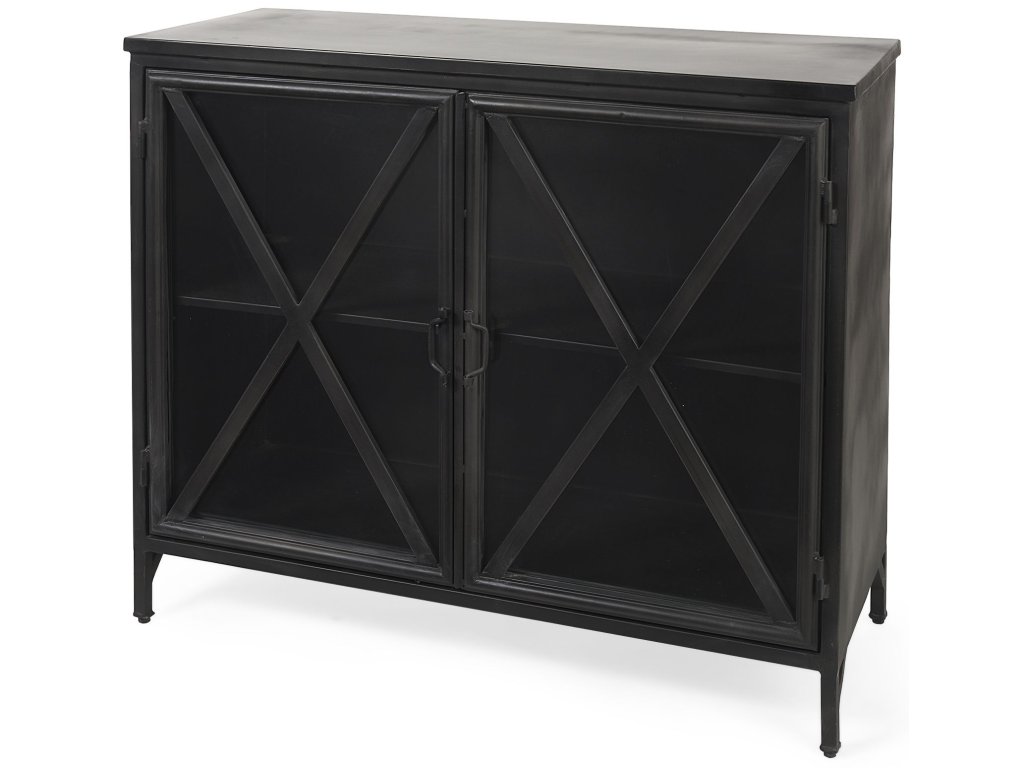 III 40L x 16W Black Metal With Glass Door Accent Cabinet