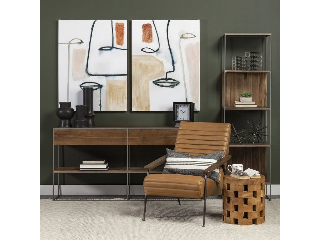 II 19.75 x 15 x 72.5 Brown Wood and Silver Metal Frame 4 Shelf Shelving Unit