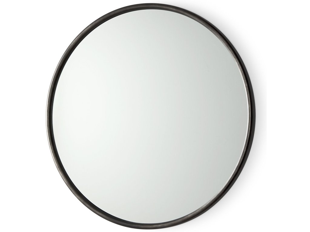 35.8L x 1.0W x 35.8H Small Black Metal Round Wall Mirror