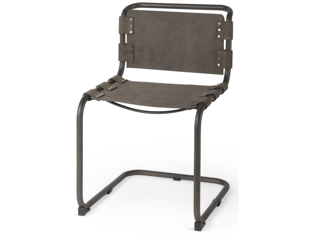 33" Total Height Brown/Gray Suede w/ Iron Frame Dining Chair