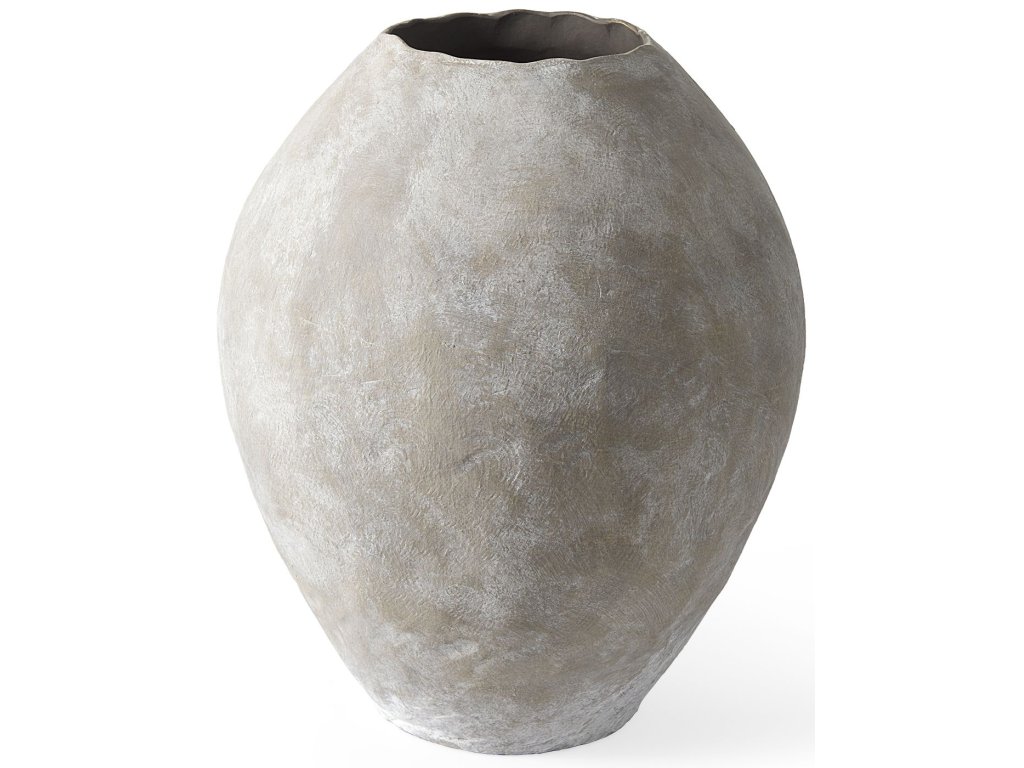 20L x 23H Small Tan Ceramic Oval Vase