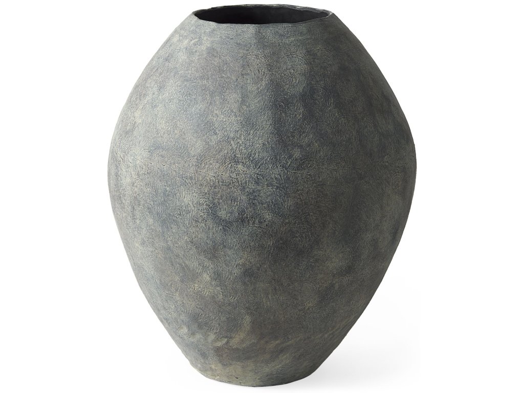 23L x 28H Large Gray Ceramic Oval Vase