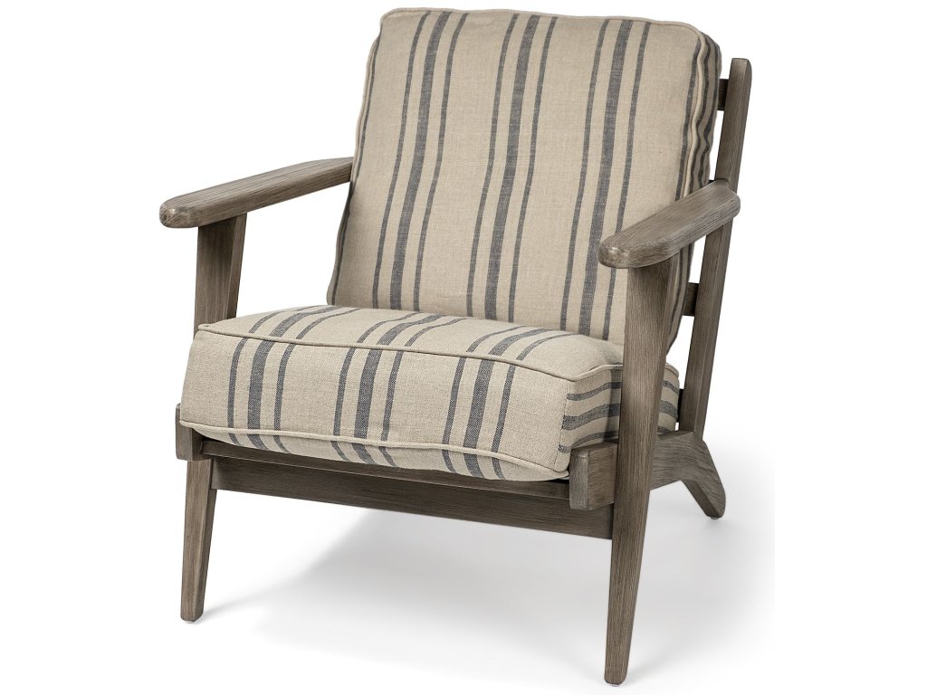 III Striped Brown Jute Wrapped Wooden Frame Accent Chair