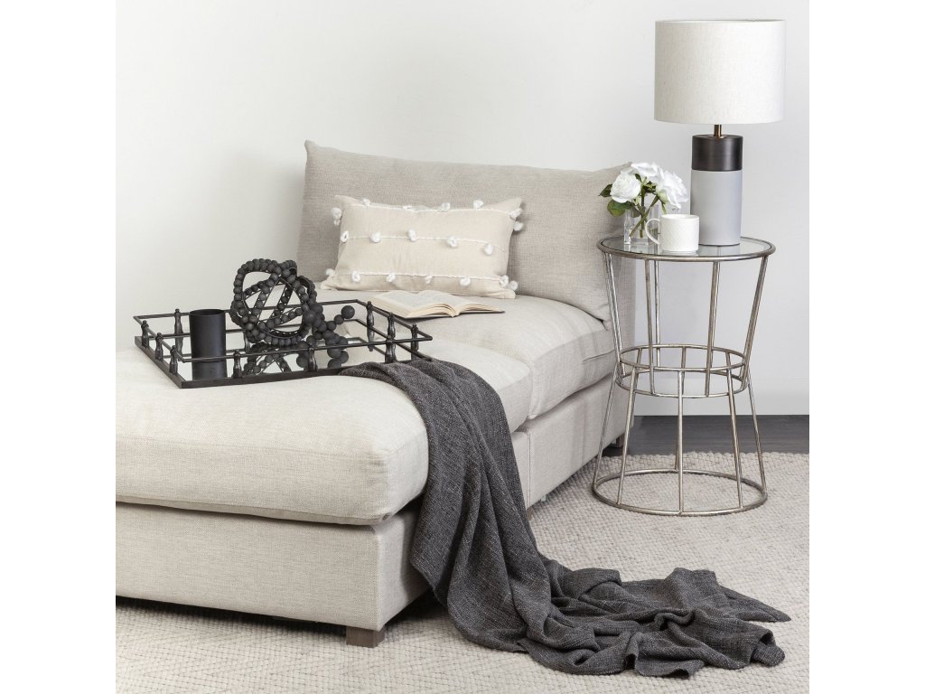 22L x 22W Black Metal Mirrored Base Square Tray - Alternative View