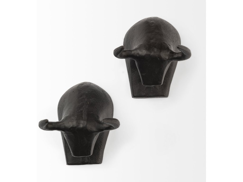 IV (Set of 2) Black Cast Aluminum Raging Bull Wall Decor - Alternative View