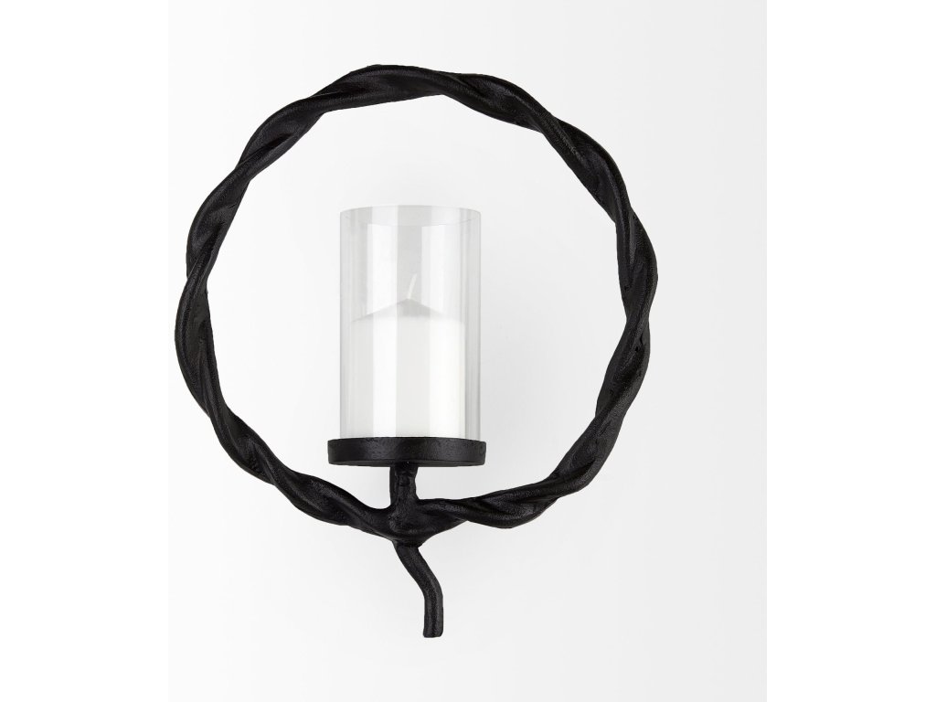 12.0L x 14.0W x 4.5H Black Aluminum Braided Circular Candle Holder