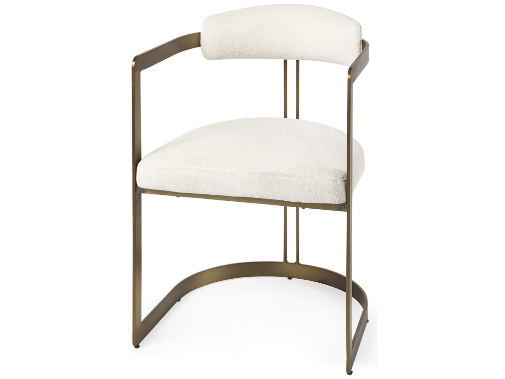 20.5 x 21.3 x 29.5 Cream Fabric Seat w/ Gold Iron Frame Dining Chair