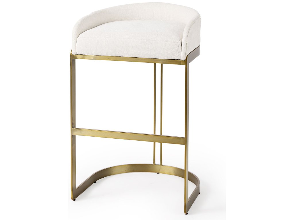 20.5 x 19.7 x 32.7 Cream Fabric Seat w/ Gold Metal Base Bar Stool