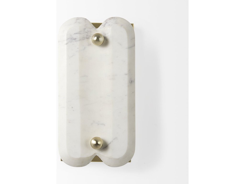 5L x 6W Gold w/ White Marble Shade Wall Sconce