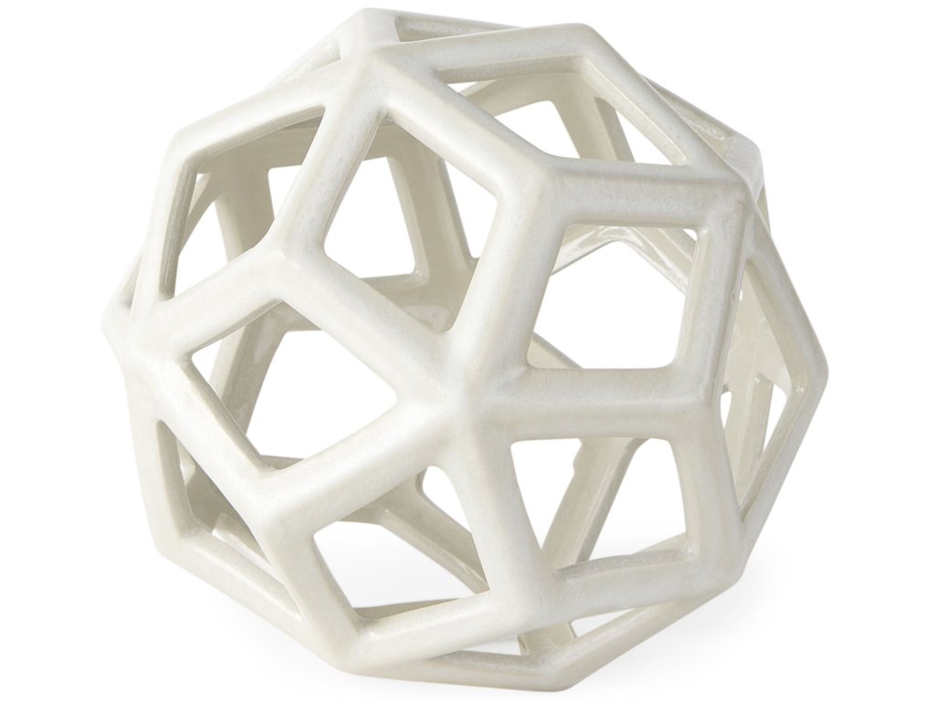 7.1L x 7.1W x 7.1H White Ceramic Geometric Object