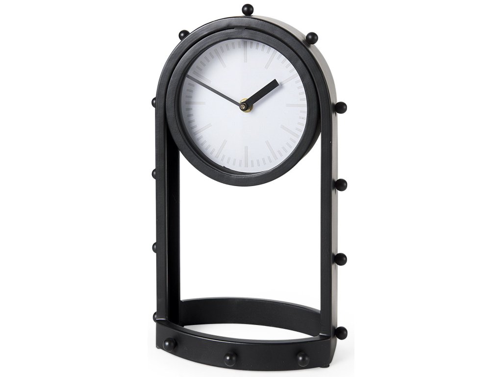 7.5L x 5.7W x 13.0H Black Studded Table Clock