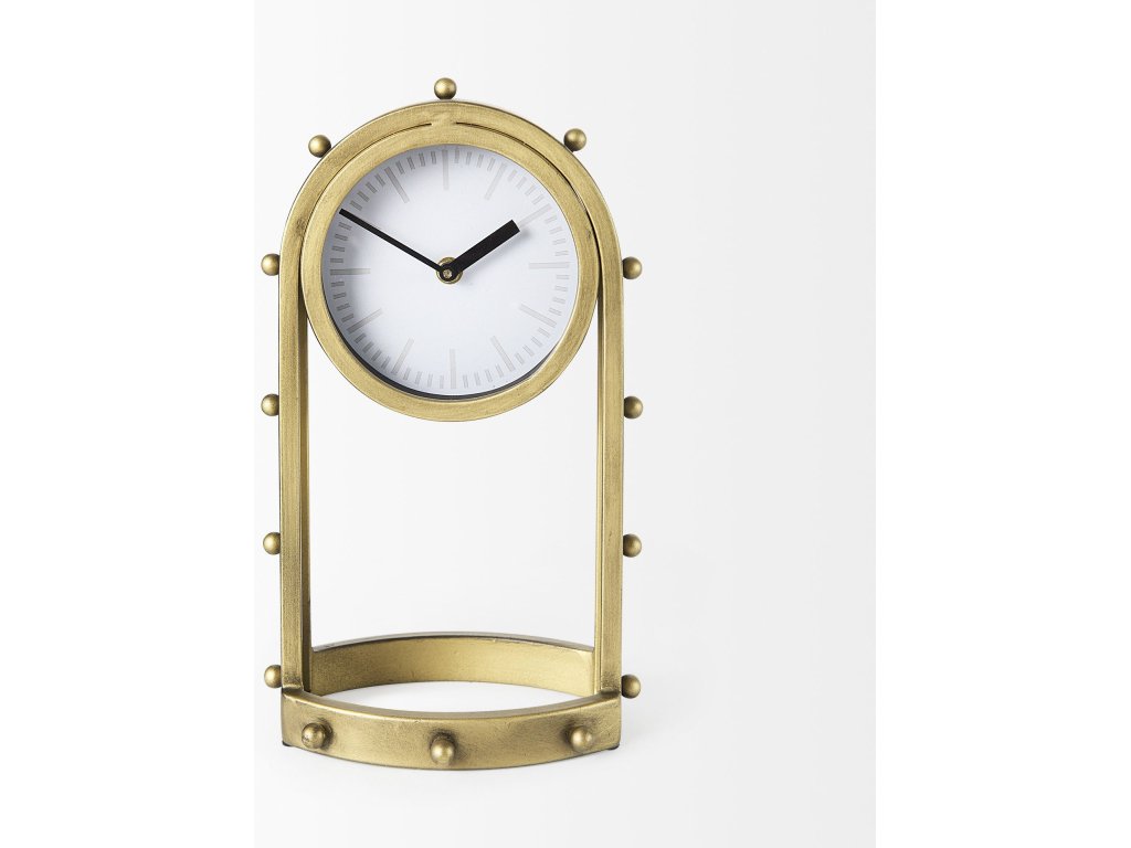 7.5L x 5.7W x 13.0H Gold Studded Table Clock