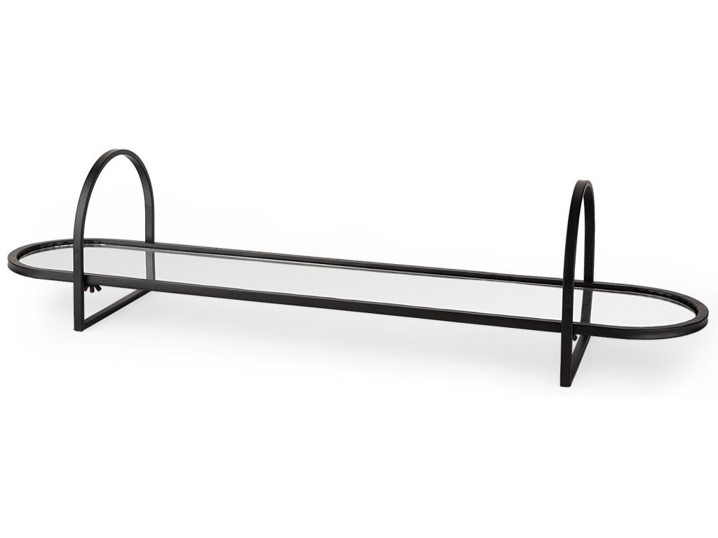 30L x 7W x 7H Mirrored w/Black Metal Frame Tray