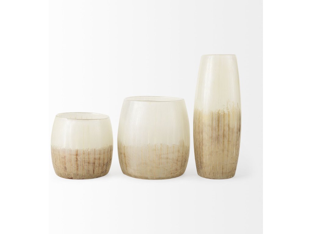 7.3L x 7.3W x 6.8H Gold/Cream Ombre Glass Vase