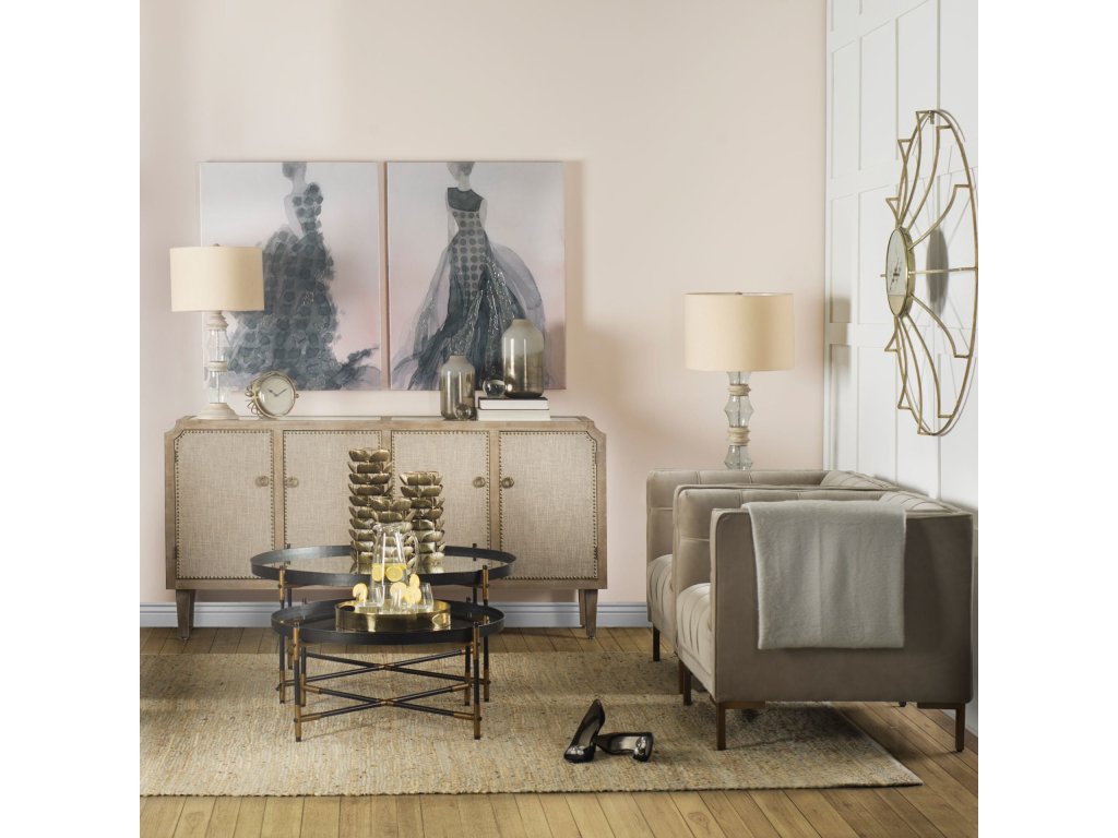 32L x 32W Black Round Mirrored Top w/Metal Base Coffee Table - Alternative View