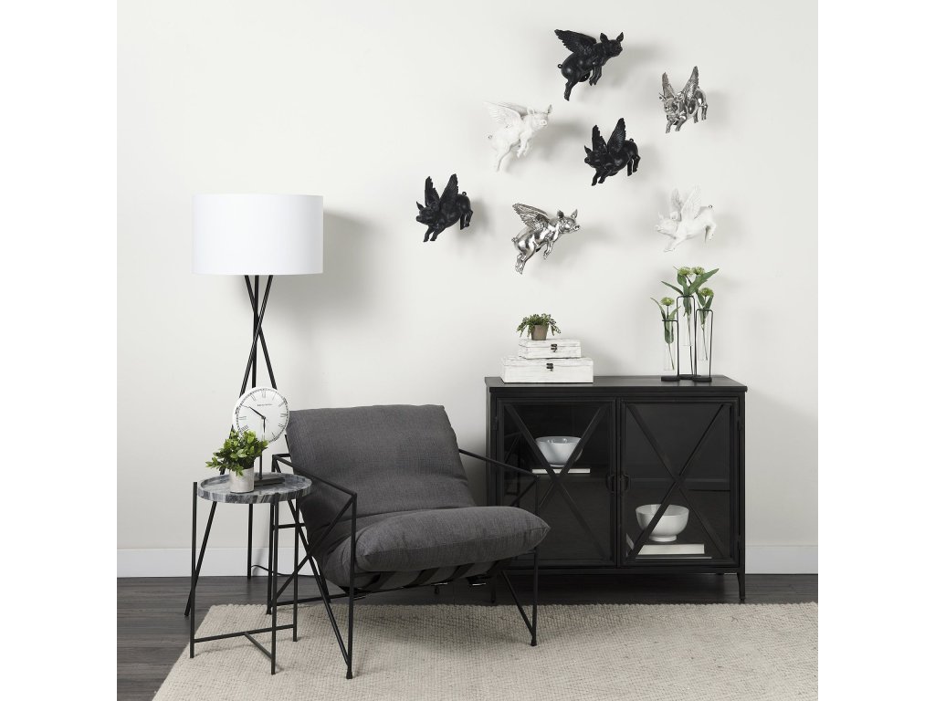 Set of 2 Black Flying Pigs - Alternative View