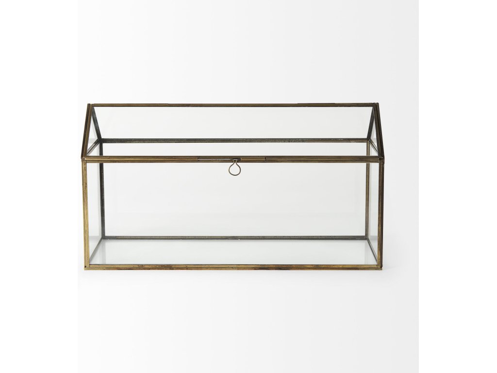 16L x 6W x 9H Gold Glass Terrarium Box