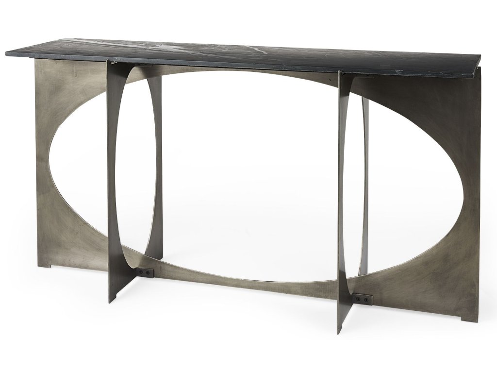 IV Black Marble Top Iron Console Table