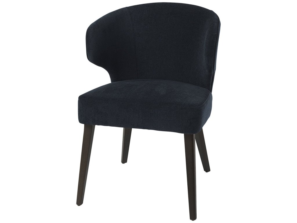 23.5L x 24.0W x 32.0H Navy Fabric Seat w/ Dark Brown Wooden Legs Wingback Dining Chair