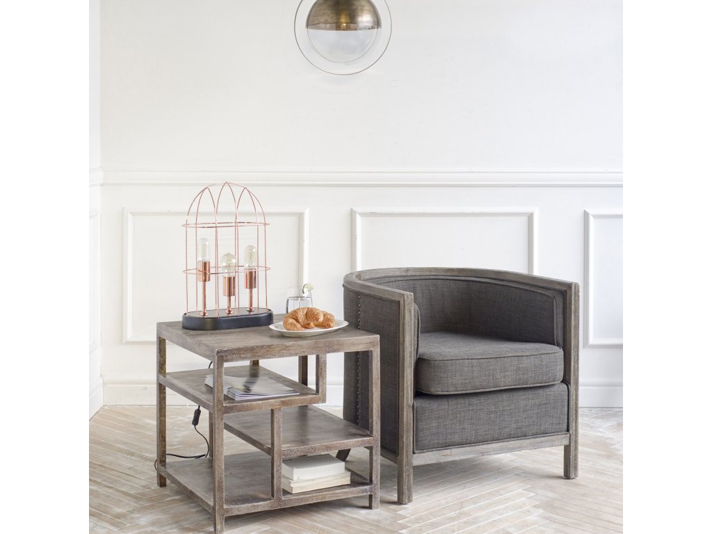 II 22" x 21.9" Square Top Medium Brown Wooden Multi-Shelf End/Side Table - Alternative View