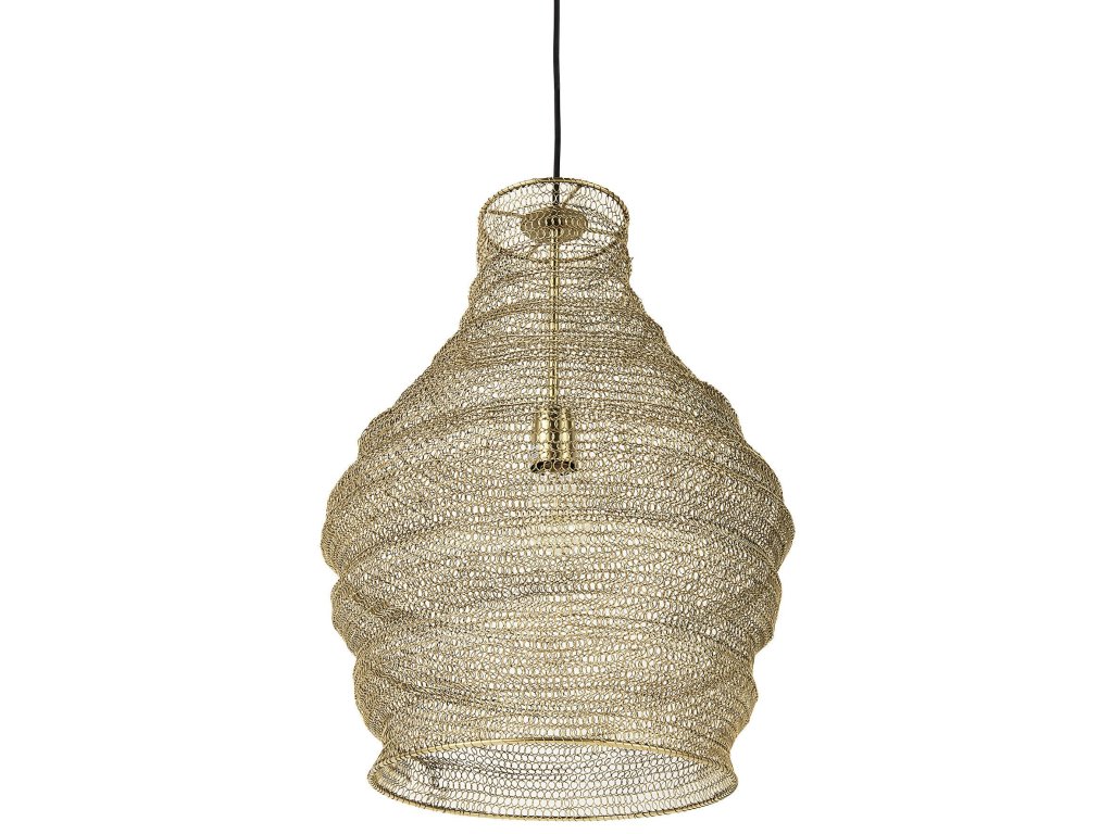 16.0L x 16.0W x 20.0H Gold Mesh and Iron Pendant Light