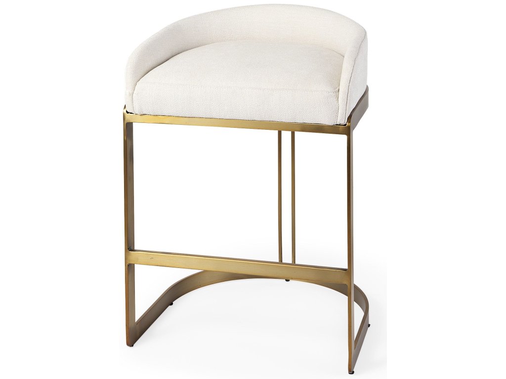 20.5 x 19.7 x 28.7 Cream Fabric Seat w/ Gold Metal Base Counter Stool