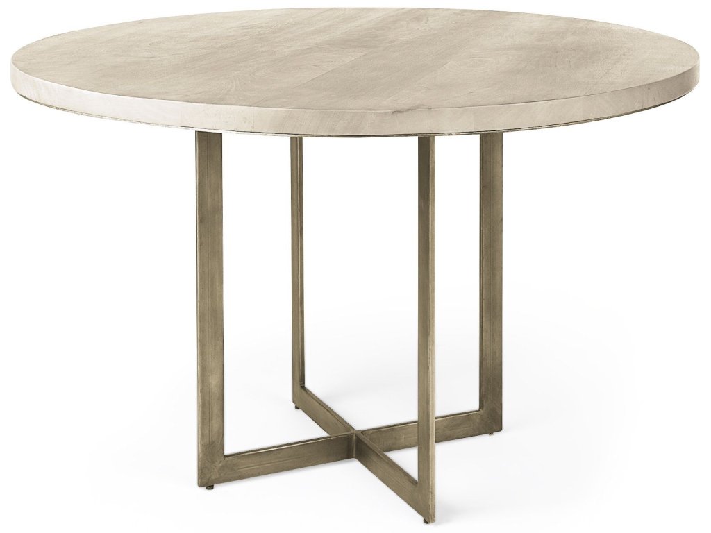48.0L x 48.0W x 30.0H Beige Finished Wood Round Dining Table