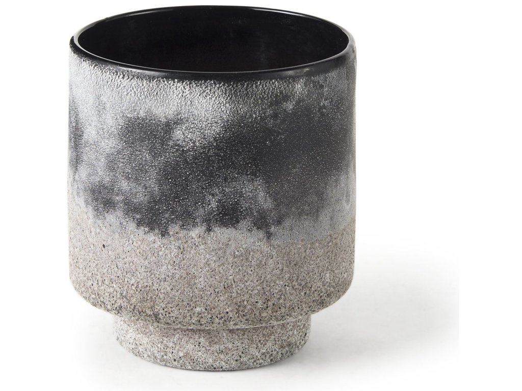 6.0L x 6.0W x 6.4H Black/Brown Glass Ombre Textured Small Vase