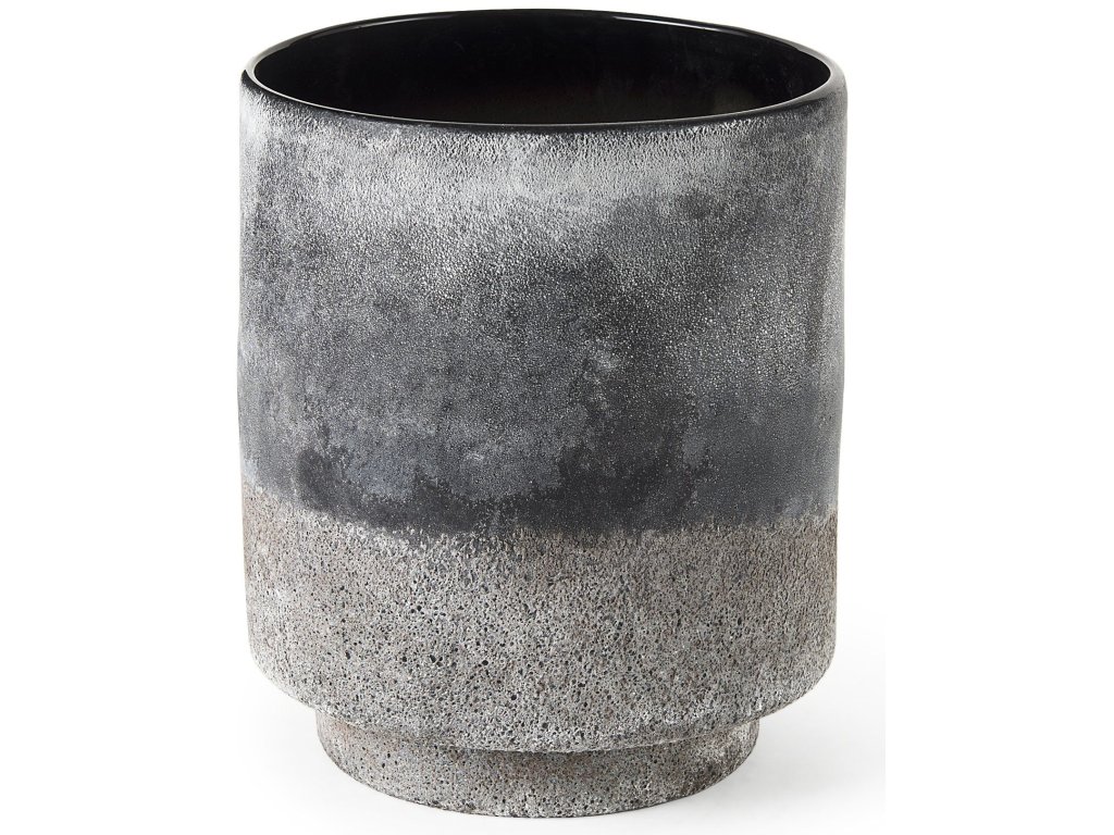 8.0L x 8.0W x 8.6H Black/Brown Glass Ombre Textured Vase