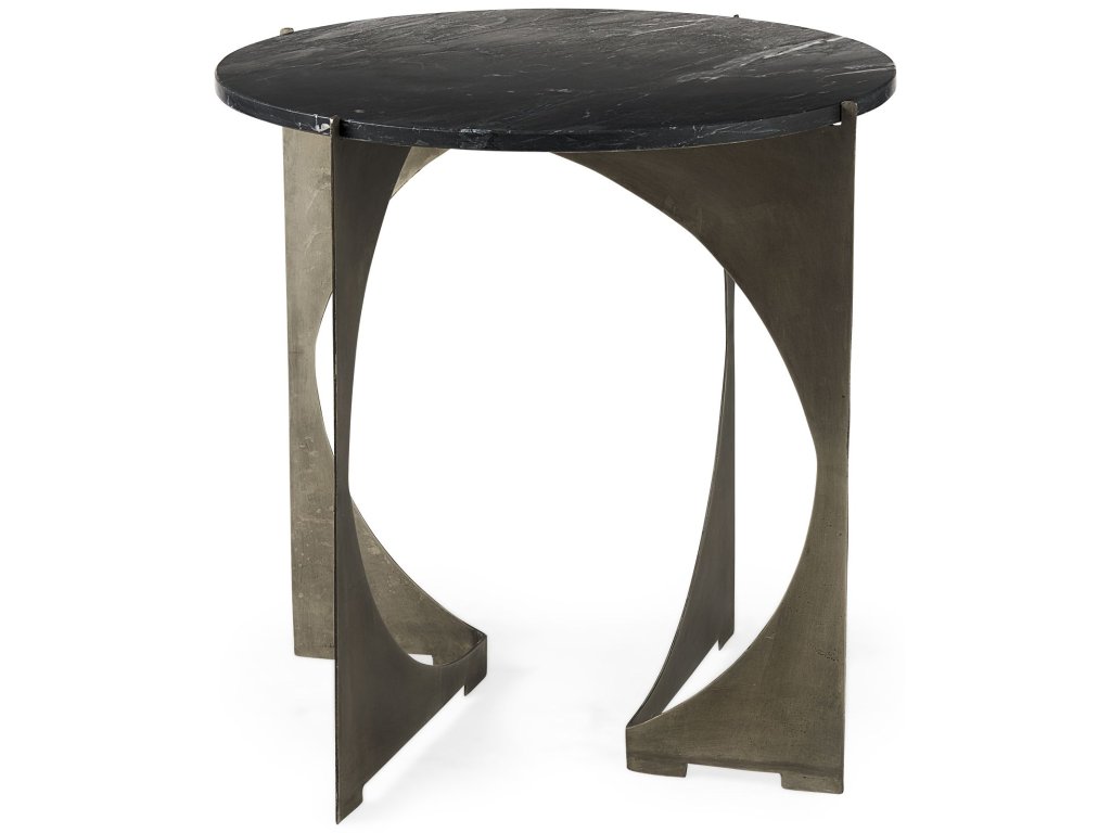 II 21L x 21W x 21H Black Marble Top Iron Side Table